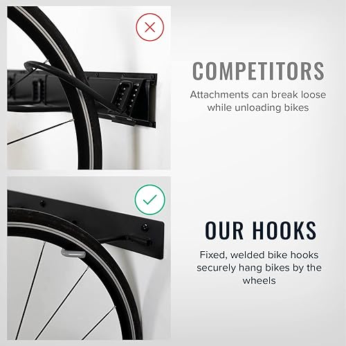 Miniatura 5 de Portabicicletas para garaje para 4 unidades, acero sólido, extra resistente, BLAT - Almacenamiento de bicicletas montado en la pared para garaje