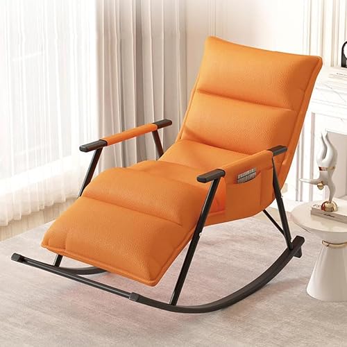 Miniatura 8 de YCKEGEW Sofá de ocio mecedora mecedora con respaldo alto, sillas reclinables de cuero, sillón de mediados de siglo para sala de estar, bolsillo