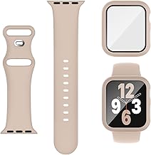 Knossen Compatible Apple Watch Band, Silicone Apple Watch Band with Protective Cover, Sport Band for Apple Watch, Compatible Apple Watch Band and Case, Integrated Shockproof, Full Protection, Easy to