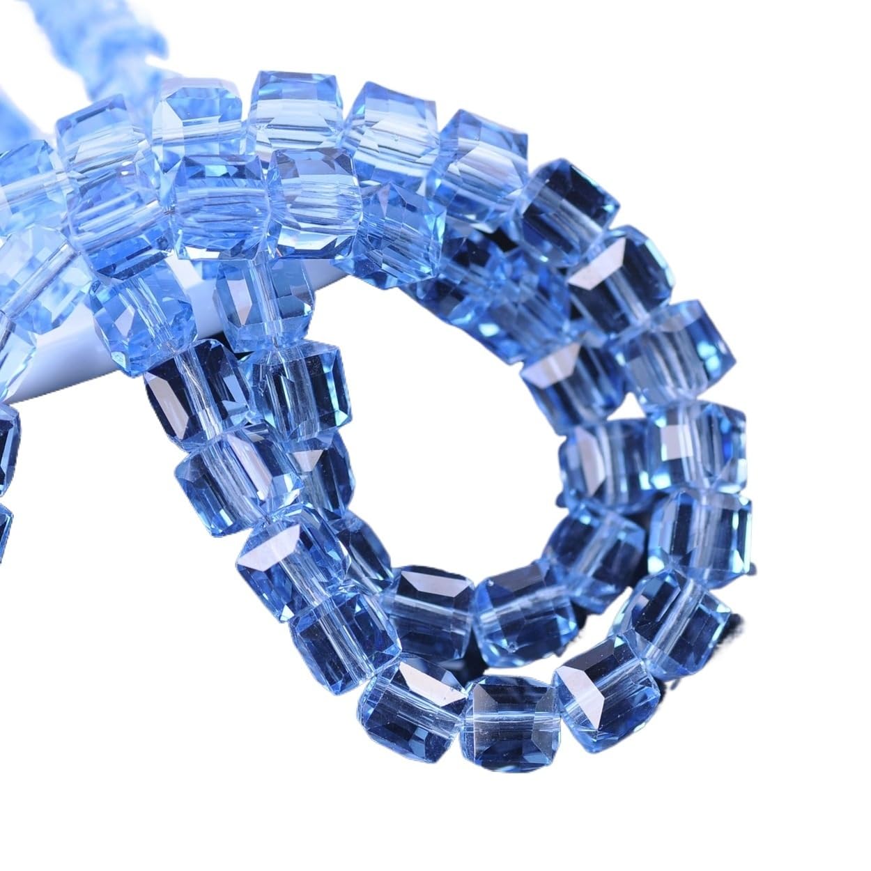 Jinfeuge Light Blue 3.0Mm /4Mm/ 6Mm/ 8Mm /10Mm Cube Square Faceted Czech Crystal Glass Loose Crafts Beads Wholesale Lot/Light Blue/8Mm 30Pcs