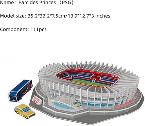Miniatura 9 de Rompecabezas clásico de estadio de fútbol, rompecabezas 3D para clubes de fútbol, kit de rompecabezas de construcción de modelo de papel 3D, regalo