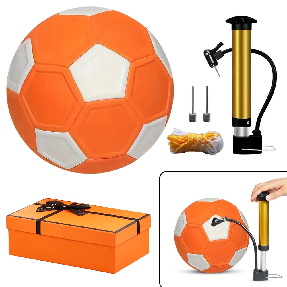 SKIKHN Curve Ball Football, Size 4 Curve and Swerve Soccer Ball with Pump and Gift Box, Boys Girls Indoor Outdoor Soccer Training or Game Kick, for Outdoor & Indoor