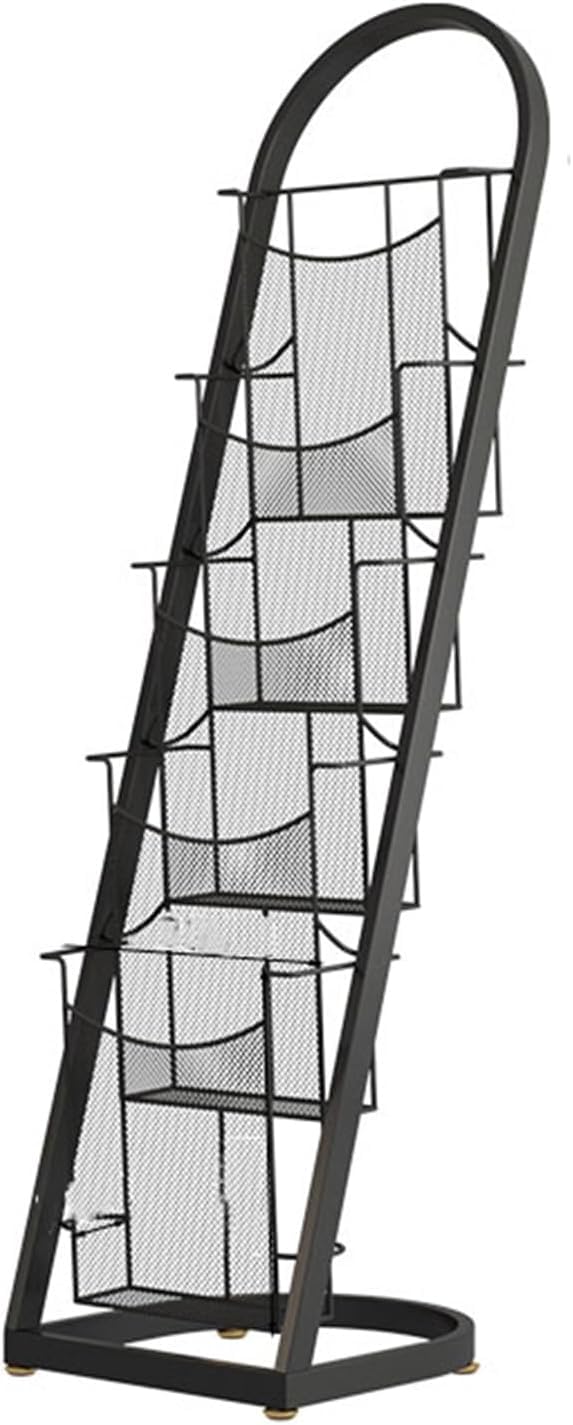 CGCSYZ Iron Newspaper Racks, Floor Standing Magazine Racks, Promotional Material Display Racks, Newspaper Racks Brochure Display Stand for Exhibitions (Black 5 Tier)