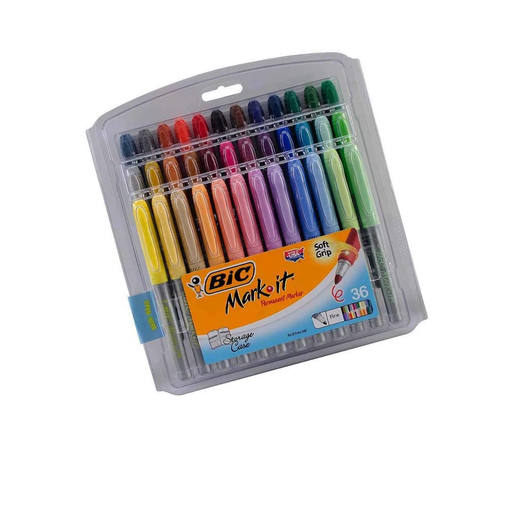 Amazon.com : Bic Gxpmp361asst Marking Fine Tip Permanent Marker, Assorted  Colors, 36/Set : Pencils And Pastels : Office Products