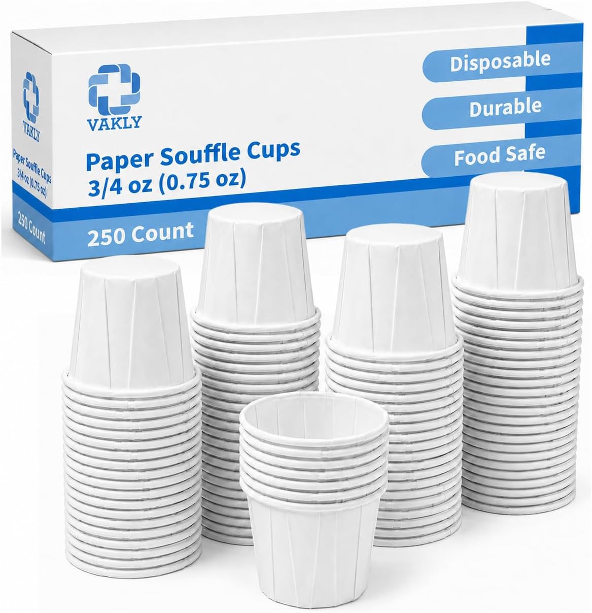 Paper Souffle Cups 0.75 oz (Pack of 250) – Disposable Portion Cups for Medicine, Pills, Condiments, Food Tasting & Dessert Samples