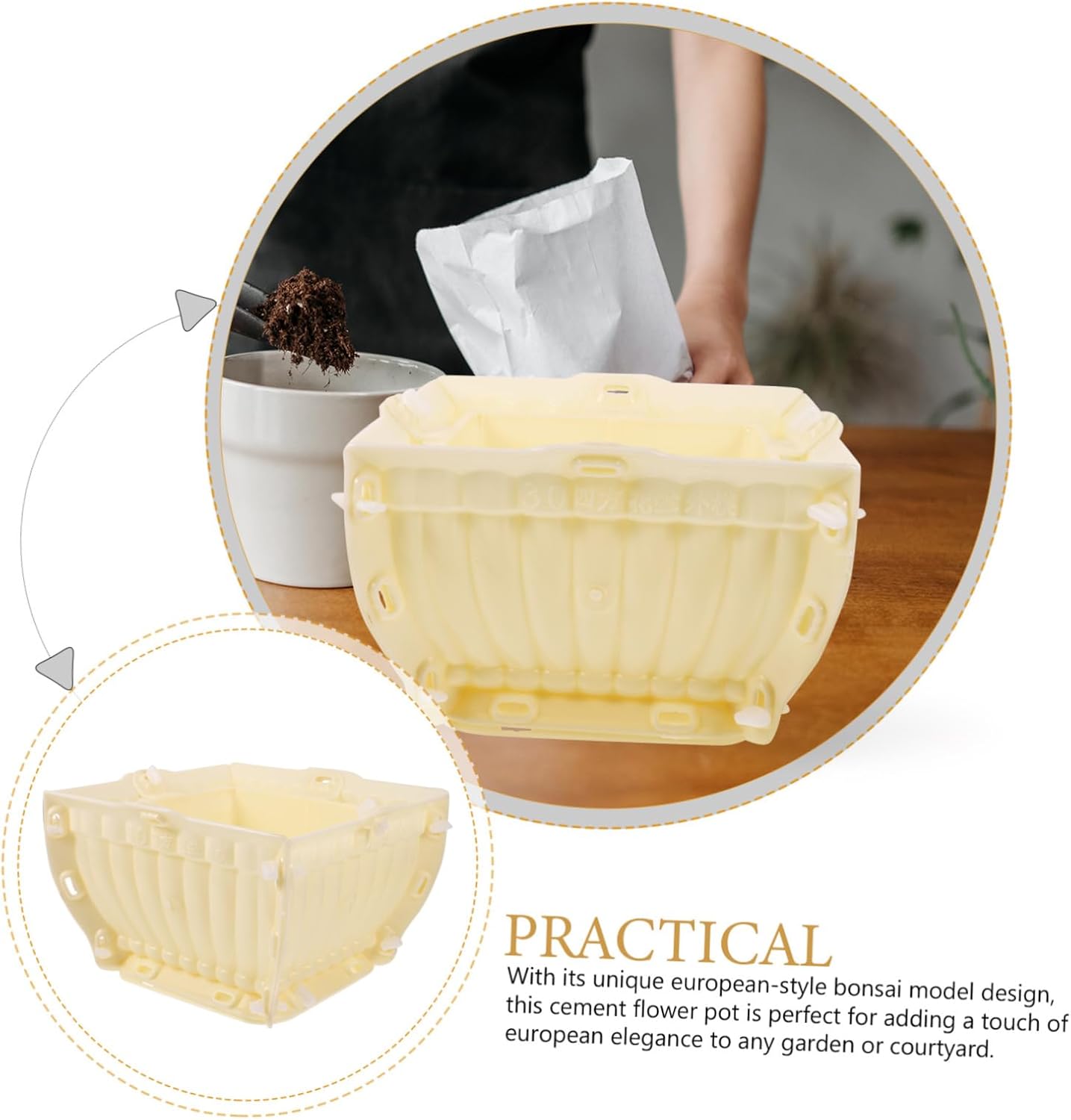 SUPVOX Planter Mold for Concrete Flower Pots Reusable European-style Moulds for Versatile Crafting Tool for Garden Decor for Custom Bonsai Pot Casting