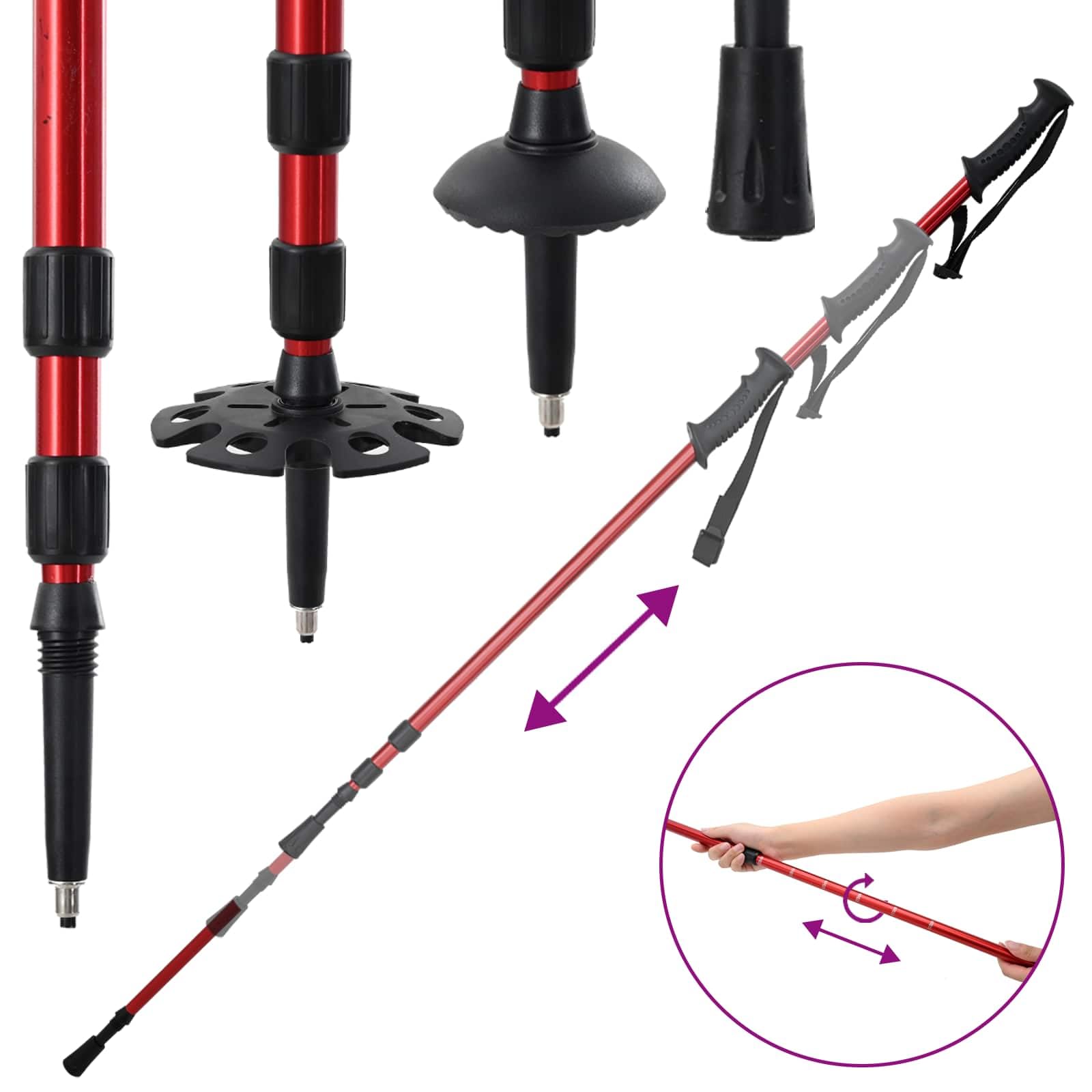 vidaXL Racchette da Neve 3 in 1 con bastoni da Trekking Rosso e Nero, Ciaspole in Alluminio per Il Giardino, Attrezzatura Outdoor Regolabile, Accessori Moderni per Camminare sulla Neve