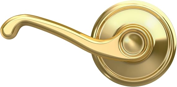 Schlage F10 V FLA 605 Flair Door Lever, Hall & Closet Passage Lock, Bright Brass