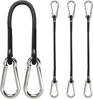 sprookber 12 Inch Bungee Cords with Stainless Steel Carabiner, Heavy Duty Strong Bungee Cords for Camping, Tarps, Bike Rack, Hand Carts etc, Set of 4