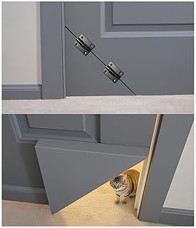 Cat Door Adjustable Cat Door Hinge Kit (Left & Right Hand), Fits Hollow Doors and Solid Interior Doors Easy, Installation Kitty Door, Black