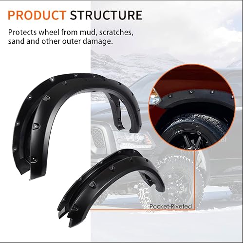 Miniatura 6 de G-PLUS Guardabarros, compatibles con Dodge Ram 1500 2009-2018, compatible con Dodge Ram 1500 Classic 2019-2022, 4 piezas (no incluye RT y Rebel),