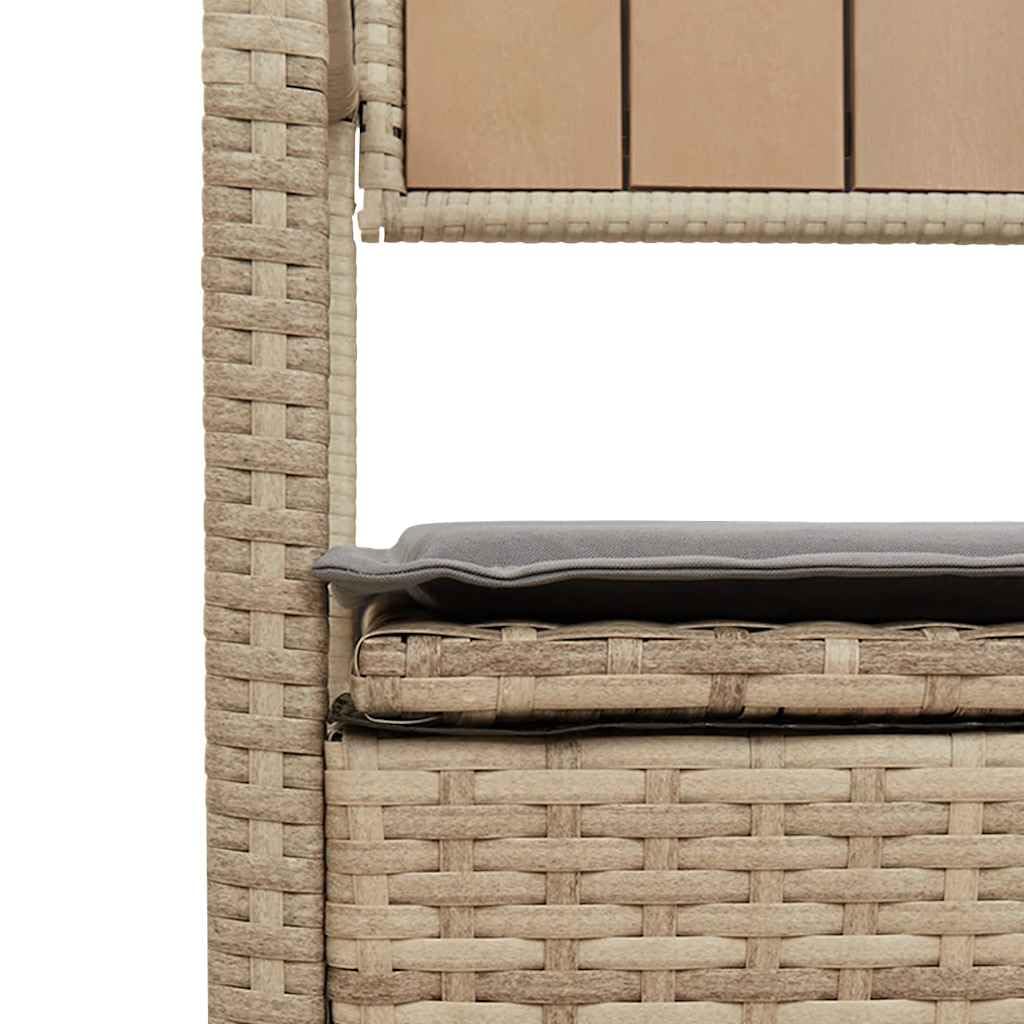 vidaXL Gartenbank mit Stauraum und Kissen Beige Poly Rattan, Gartenbank, Parkbank, Outdoor-Bank, Sitzbank, Terrassenbank, Außenbank, Gartenmöbel