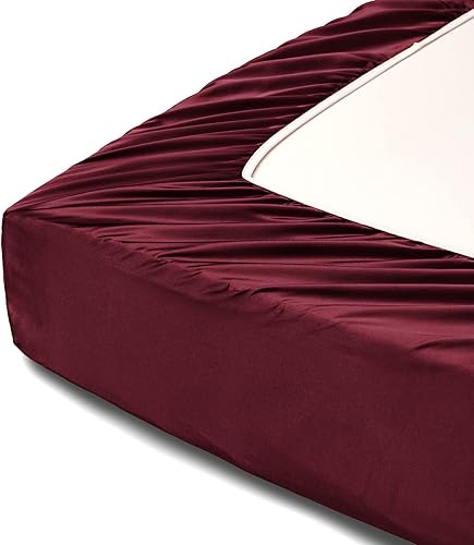 Miniatura 8 de Horbaunal Juego de sábanas de satén de 6 piezas tamaño Queen de lujo, sedosas y suaves, juego de sábanas de cama Queen de satén burdeos con bolsillo