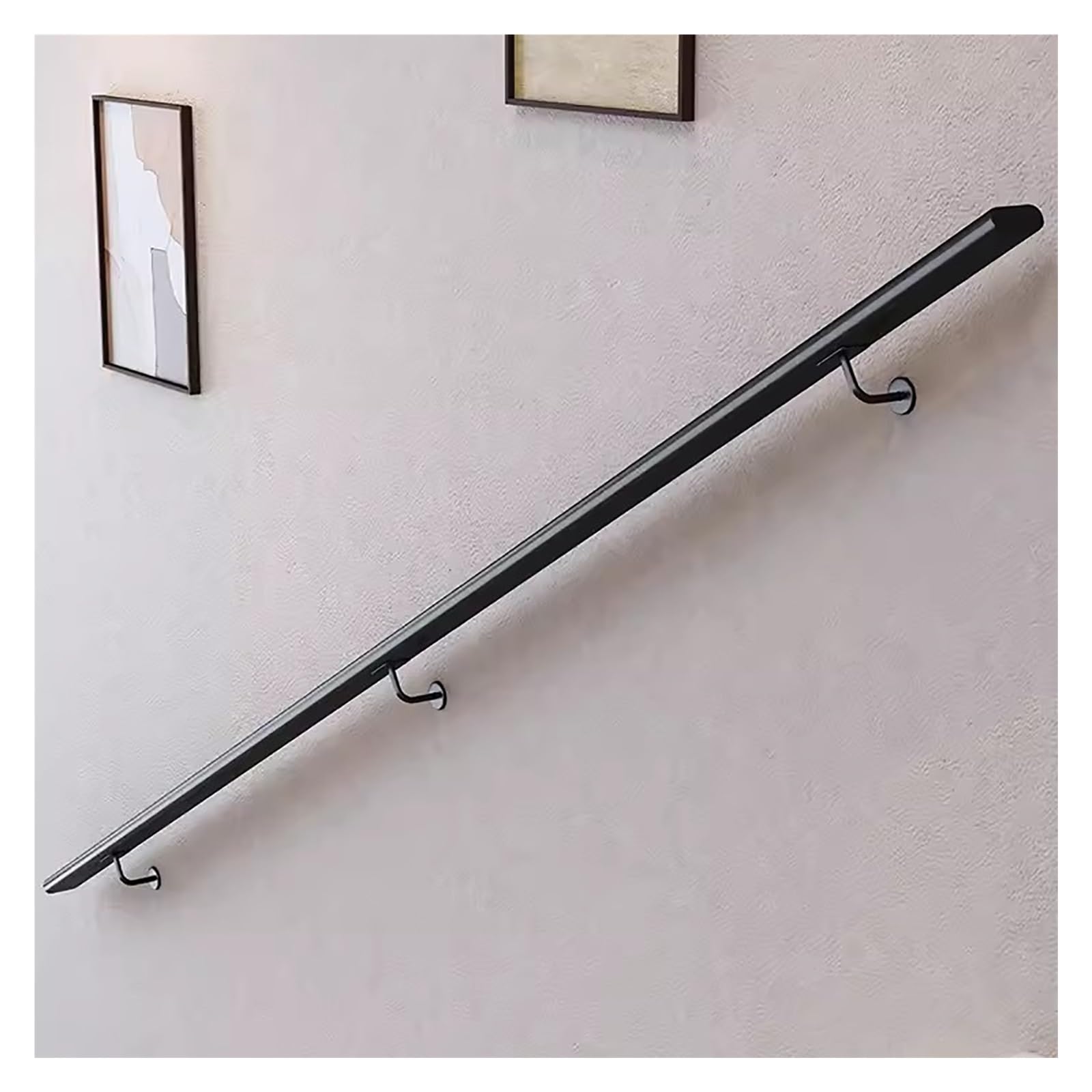 GHFXSCV Matt Black Metal Stair Railing for Banister 2.6m (8.5ft) Indoor WallMounted Grab Bar Elderly Safety Staircase Handrail with Fittings Durable Support Solution