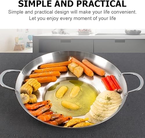 Miniatura 9 de Hemoton Comal Cazo - Utensilios de cocina cóncavos de acero inoxidable para tacos para exteriores resistentes al aire libre Cazo plancha utensilios