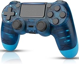 Crystal Blue Controller work for PS4, Threejoy Wireless Control Dual Joysticks compatible for PlayStation 4 Pro, Remote Pad work with PS4 & Charging Cable, Light Blue