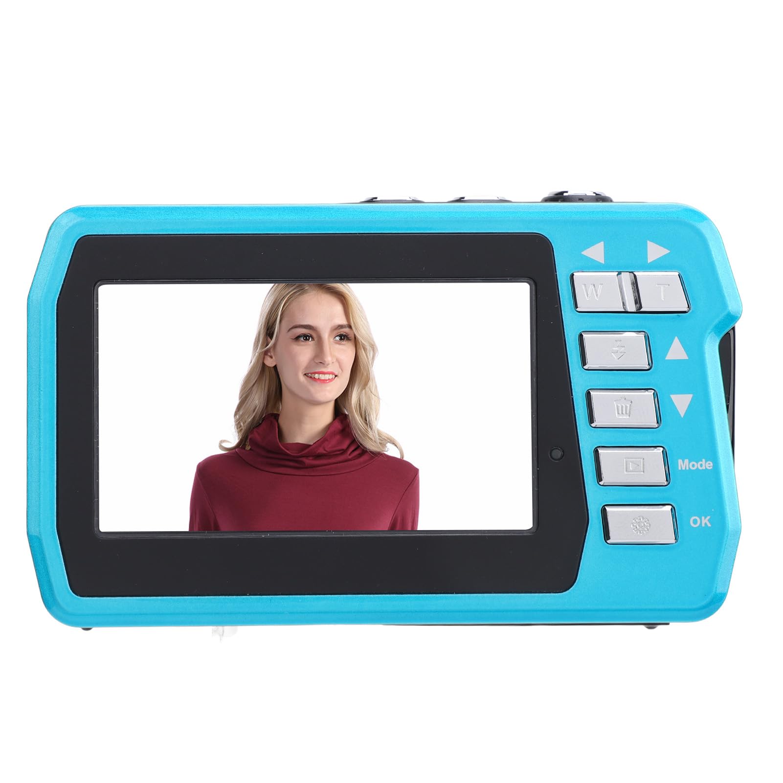 Fotocamera Subacquea 4K 56MP, Fotocamera con Zoom Digitale 16X con Doppio Schermo, Luce di Riempimento 1500mAh, Fotocamera Digitale Impermeabile da 10 Piedi per Nuoto, Rafting,