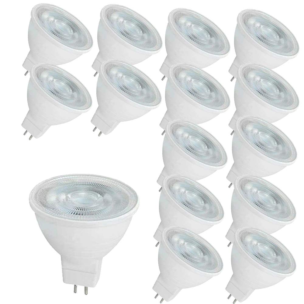 Lote de 15 bombillas halógenas GU5.3 LED 5 W MR16, 6000 K, AC/DC 12 V, 500 lm, ángulo de haz de 40 grados, GU5.3, 50 W, sustituye a bombillas halógenas, no regulables