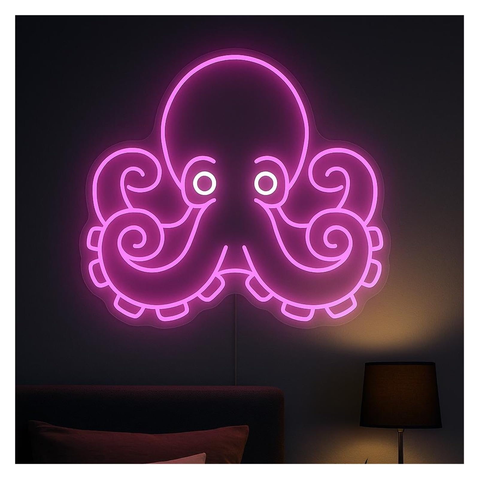 SHOUXI Sign Lamp Octopus Neon Sign, Suitable for Bedroom Home Wall Decor with Dimmable 55cm