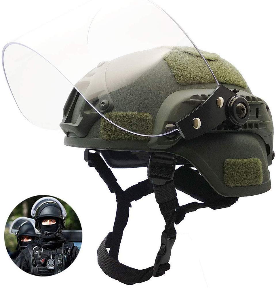 Casco Protettivo Tattico Da Softair Con Occhiali Di Sicurezza Divisi In - Foto 11
