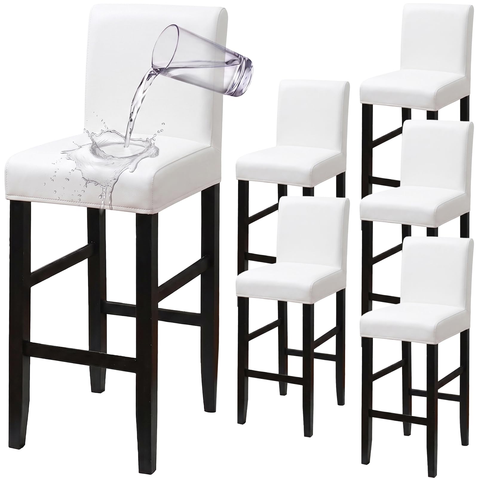 PU Cuir Housse de Tabouret de Bar-Blanc-6 Pièces