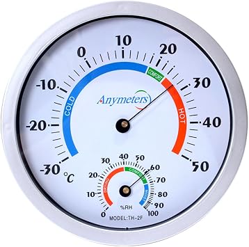 20cm Dial Metal Shell Wall Mounted Thermometer Hygrometer Thermo-Hygrometer Hygro-Thermometer