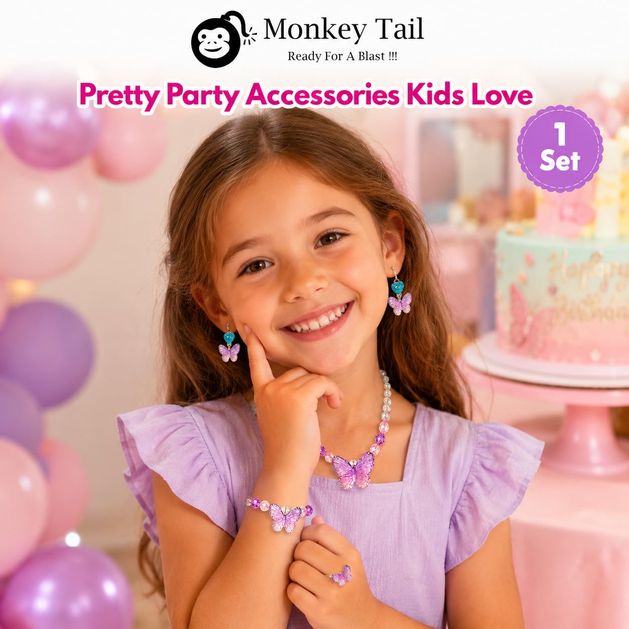 MONKEYTAIL Purple Butterfly Jewellery Kit for Girls, 1 Complete Set 4