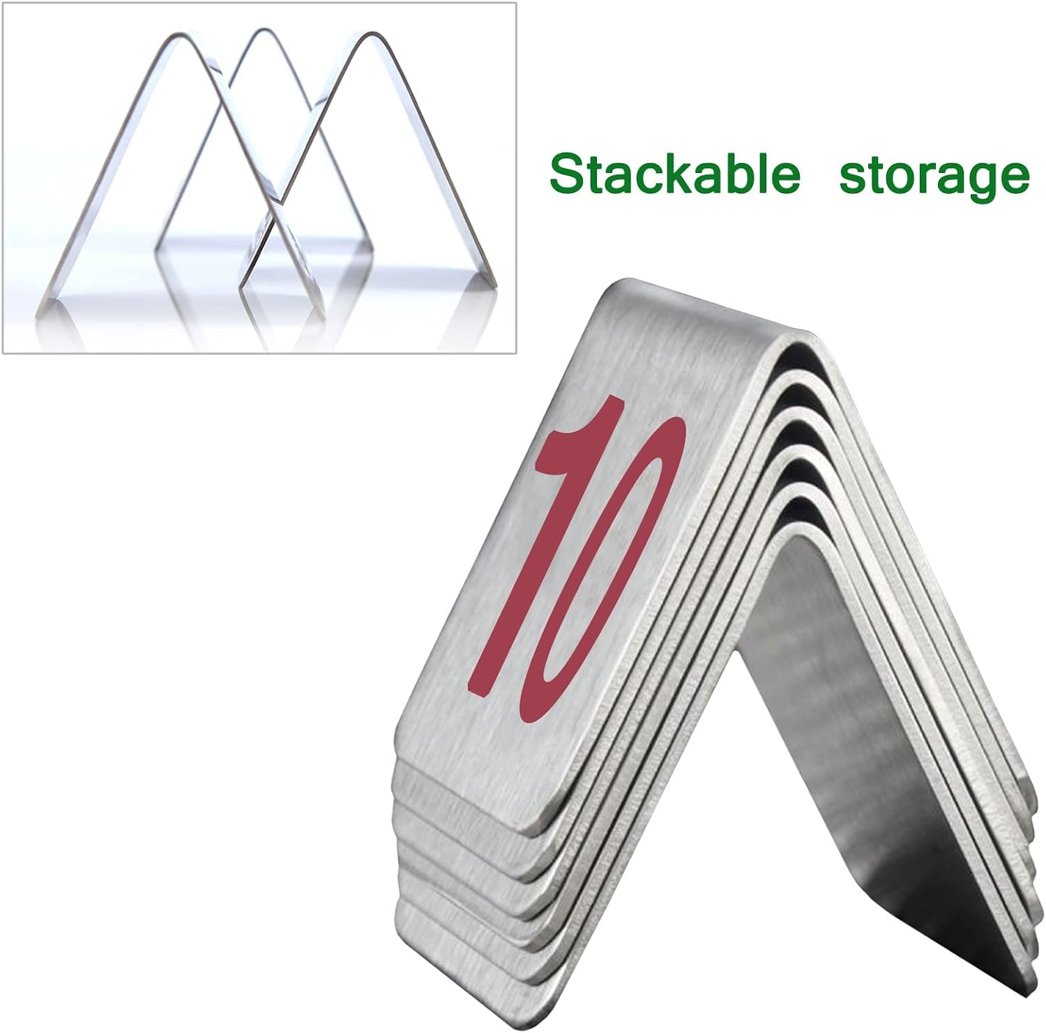 Table Number Set，Table Number Stands Stackable Table Number Cards Stainless Steel, 1-10/1-20 Tabletop Number Sign Tent Style, Red/Blue, Metal Number Tags 7.5x6x6.5cm(Blue,7.5x6x6.5cm(1 20))