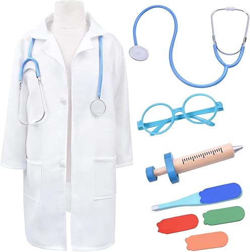 Miniatura 1 de WICOT Juego de disfraz de médico para niños con estetoscopio, juguetes de madera para niños y niñas