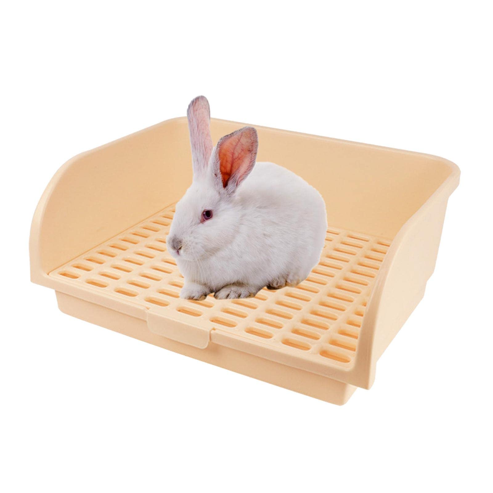 Fenteer Große Kaninchentoilette Haustiertoilette für erwachsenes Tier Erwachsene Hase Kaninchen Meerschweinchen Frettchen Katzentoilette Töpfchentrainer, Beige