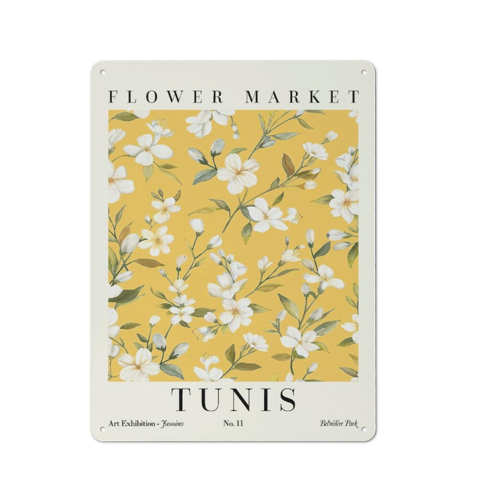 Junmoney Style-23 Jasmine Tunis Flower Market Rustic Metal Sign 40X30cm For Garden Room Or Summerhouse, For Themed Interiors In Garden Rooms And Summerhouses