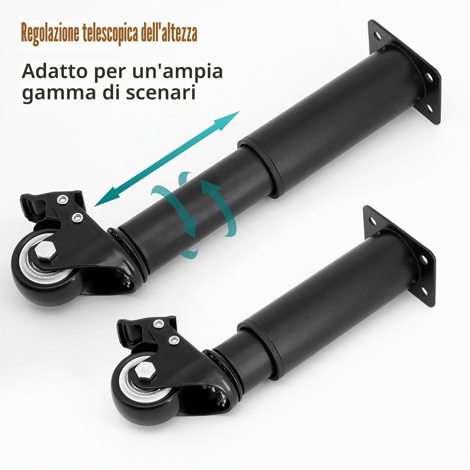4 Pezzi Piedini Regolabili Per Mobili, Con Ruote Per Freno, 360 Gradi Di Rotazione Liscia Mobile Ruota Mobilia Piedi, Per Divano, Letto, Armadio, Tavolo E Mobili Fai Da Te (14-16cm(Bianco))
