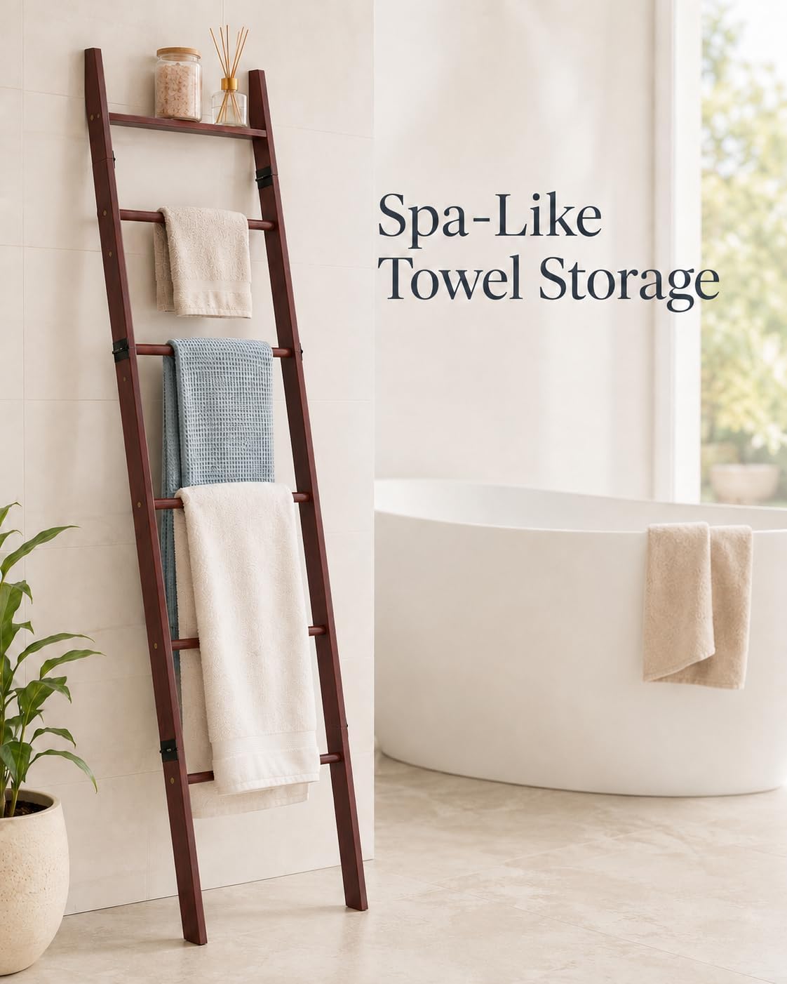 Blanket Ladder 6 Tier with Shelf for Living Room Bedroom and Bathroom