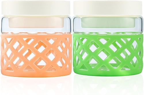 Miniatura 6 de wemburly Recipientes de avena con tapas, paquete de 2 recipientes de vidrio de 3 tazas para ensaladas con tapas, tarros de vidrio de borosilicato de
