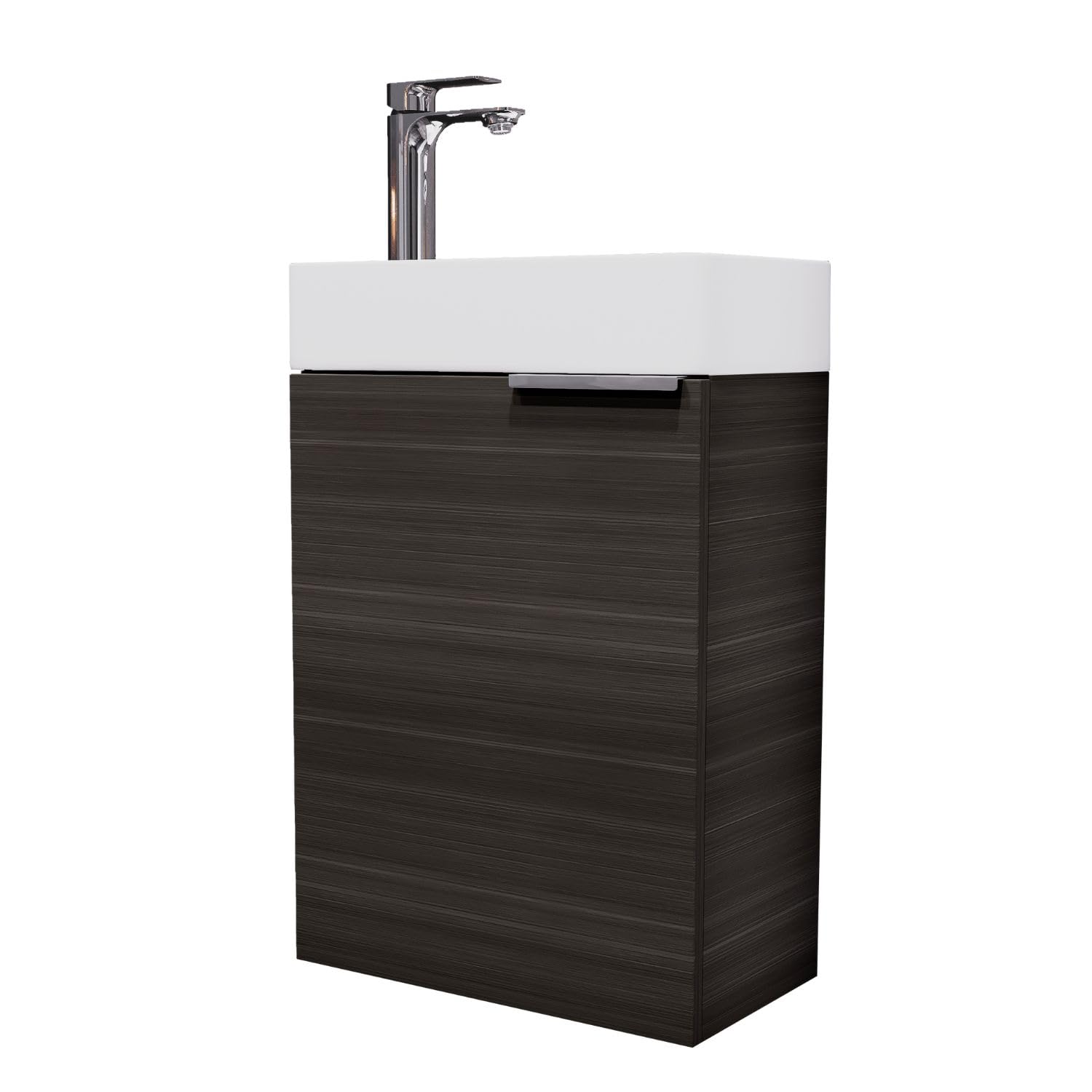 Mueble de baño pequeño Planetmöbel con lavabo de 40 cm, solución compacta en color antracita