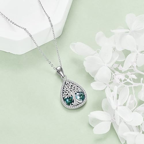 Miniatura 4 de Collar de árbol de la vida de plata de ley 925 con dije de nudo celta de concha de abulón para mujer