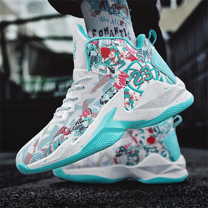 Womens Basketball Shoes for Men High Top Breathable Non Slip Unisex-Adult Outdoor Sneakers Youth Fashion Running Shoes