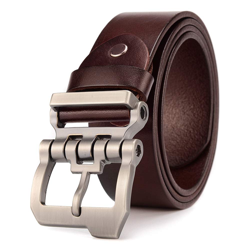 Yahaobelt Mens Leather Belts for Men Jeans Dress Genuine Leather Tan Belts for Men Size 105cm-165cm Width 1.5" Black (130cm for Waist 43"-45",Chocolate)