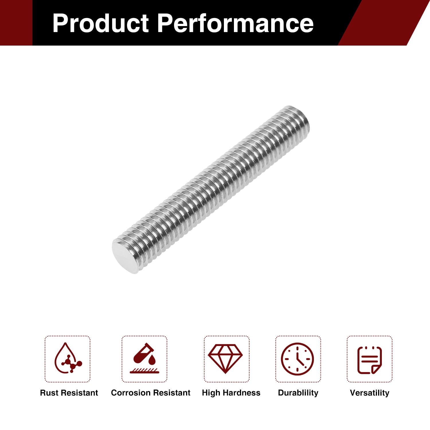 Stainless Steel Threaded Rods - 5 Pack M10x50mm -3