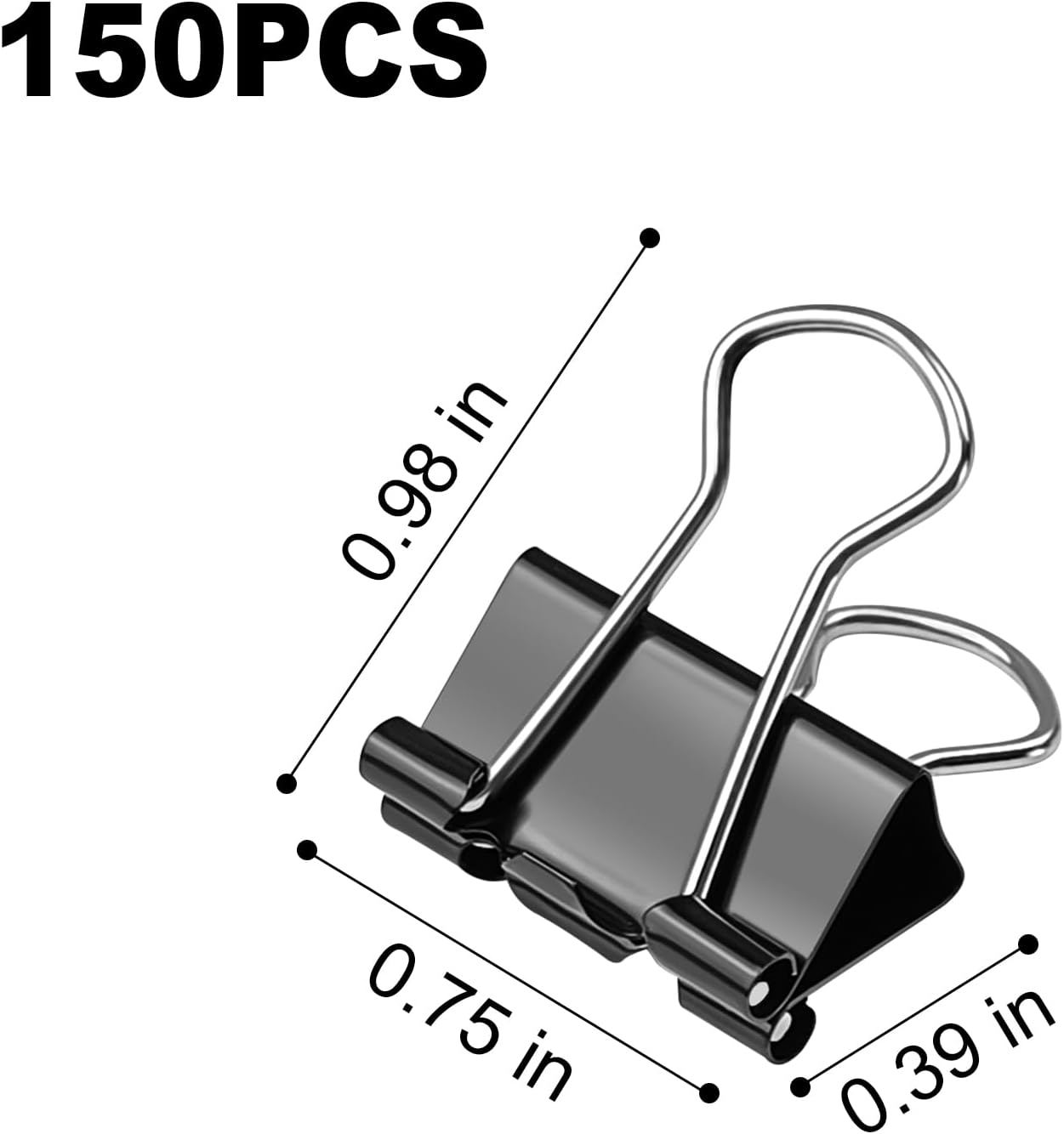 150pcs Binder Clips,0.75in Small Binder Clips Black Clips Office Supplies Black Paper Clips Paper Clamps Mini Clips for Office Home School Bussiness