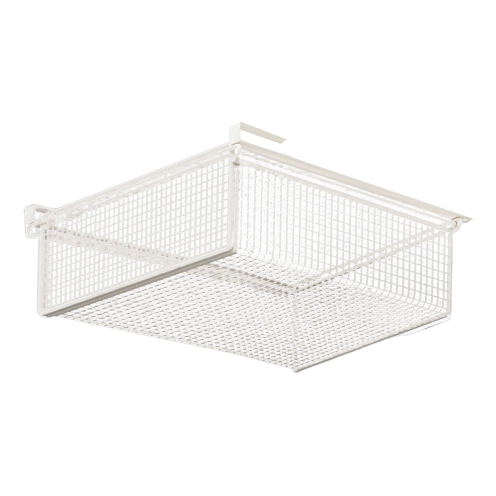 Alcxazs White Iron Drawer Basket Bin Designed For Closet Organization With Efficient Sliding Under Shelf Storage Organizer Sliding Under Shelf Storage Organizer For L