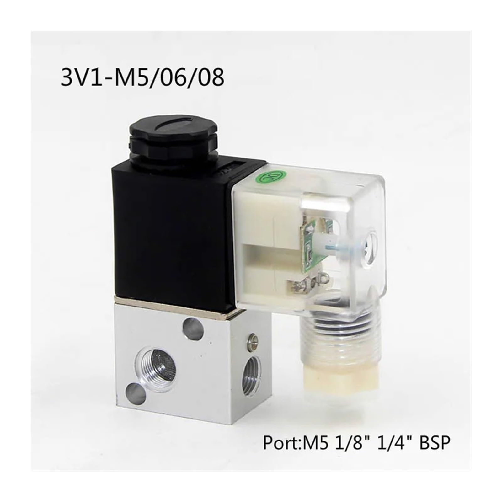 Electroválvula neumática de 3 vías, microválvula Gas y eléctrica, 3V1-M5, 3V1-06/08, Puerto M5, 1/8" 1/4" BSP, CA, CC(220,1/8 Inch)