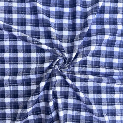 Barcelonetta 100% Cotton Flannel Fabric Blue Plaid
