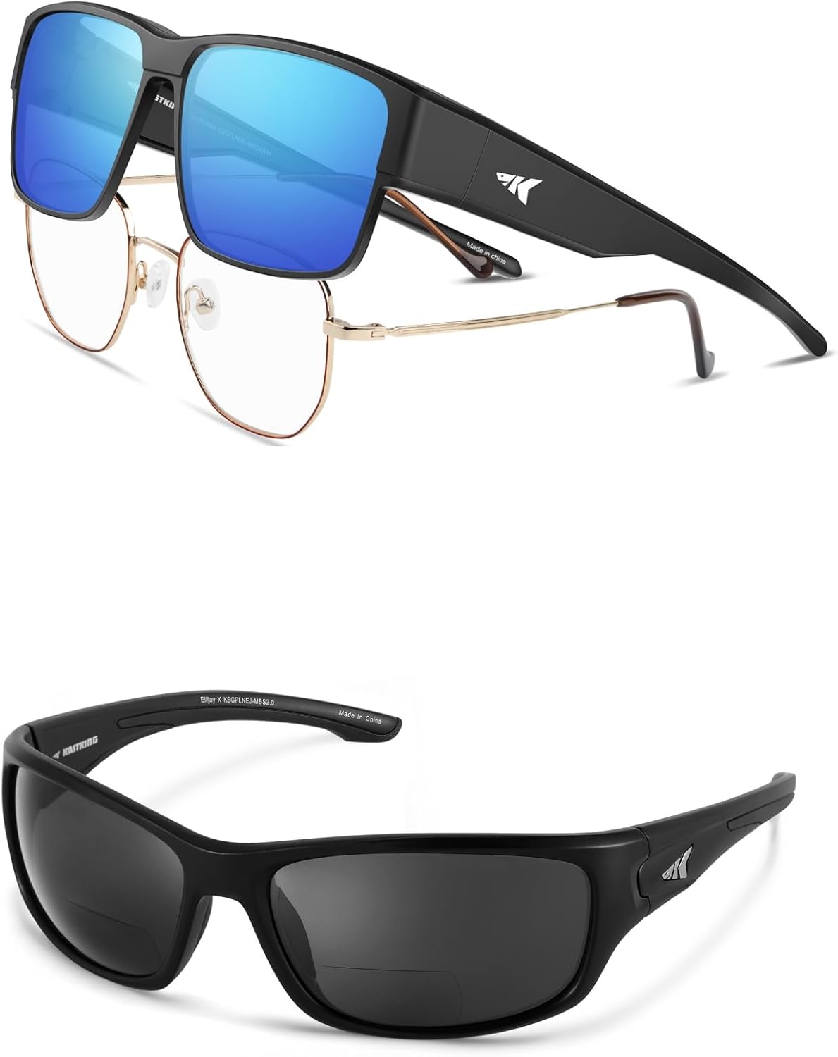 KastKing Ellijay Bifocal Polarized Sunglasses, Bi-Focal x1.5 x2.0 x2.5 Magnifications Molino Fit-Over Polarized Sunglasses-UV400 Protection Ultralight Wraparound