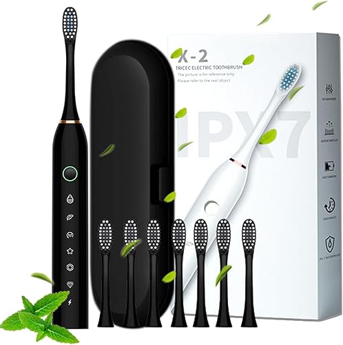 Cepillo de dientes eléctrico para adultos, cepillo de dientes eléctrico con 8 cabezales de cepillo y caja de cepillo de dientes, 6 modos de