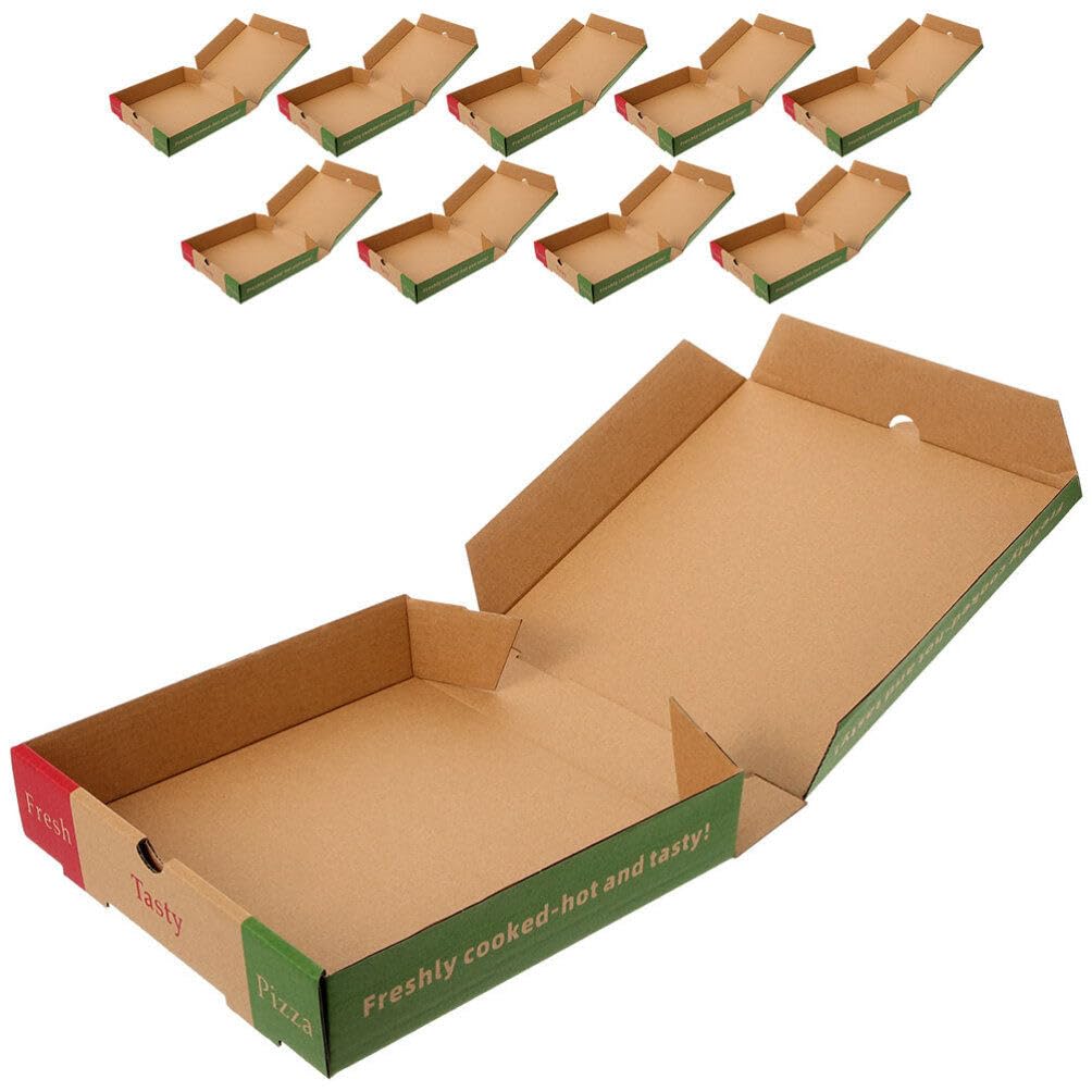Zerodeko Lot de 10 petites boîtes à pizza jetables - Boîtes d'emballage cadeau à emporter - Boîtes de rangement pour pizza, gâteau, biscuits - 17 à 8 cm