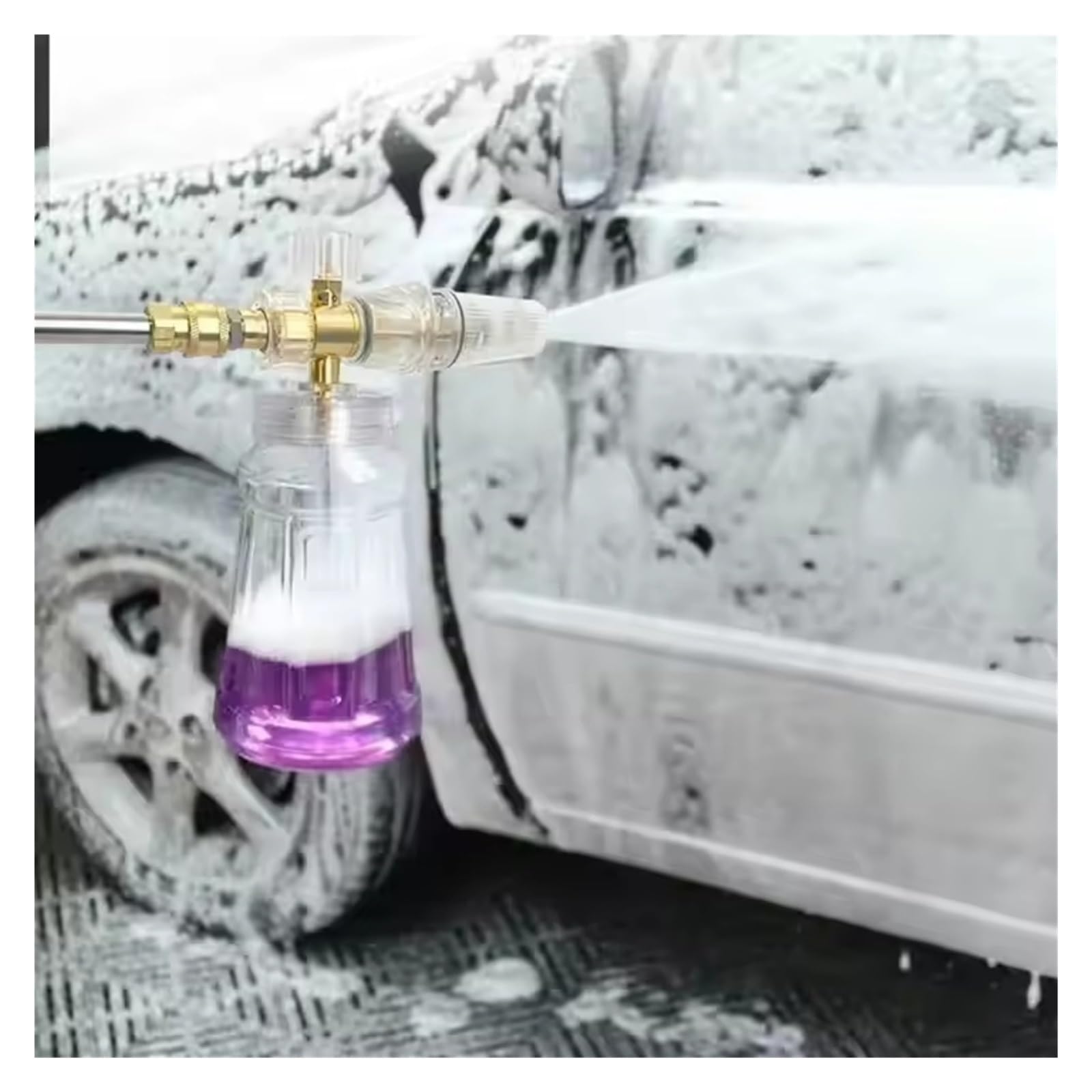 Espumador 1L Claro, Espuma Densa, Boquilla 1/4 Ajustable, Abanico Amplio | Capacidad 1L, botella clara, lavado coche, boquilla ajustable, acople rápido, espuma espesa