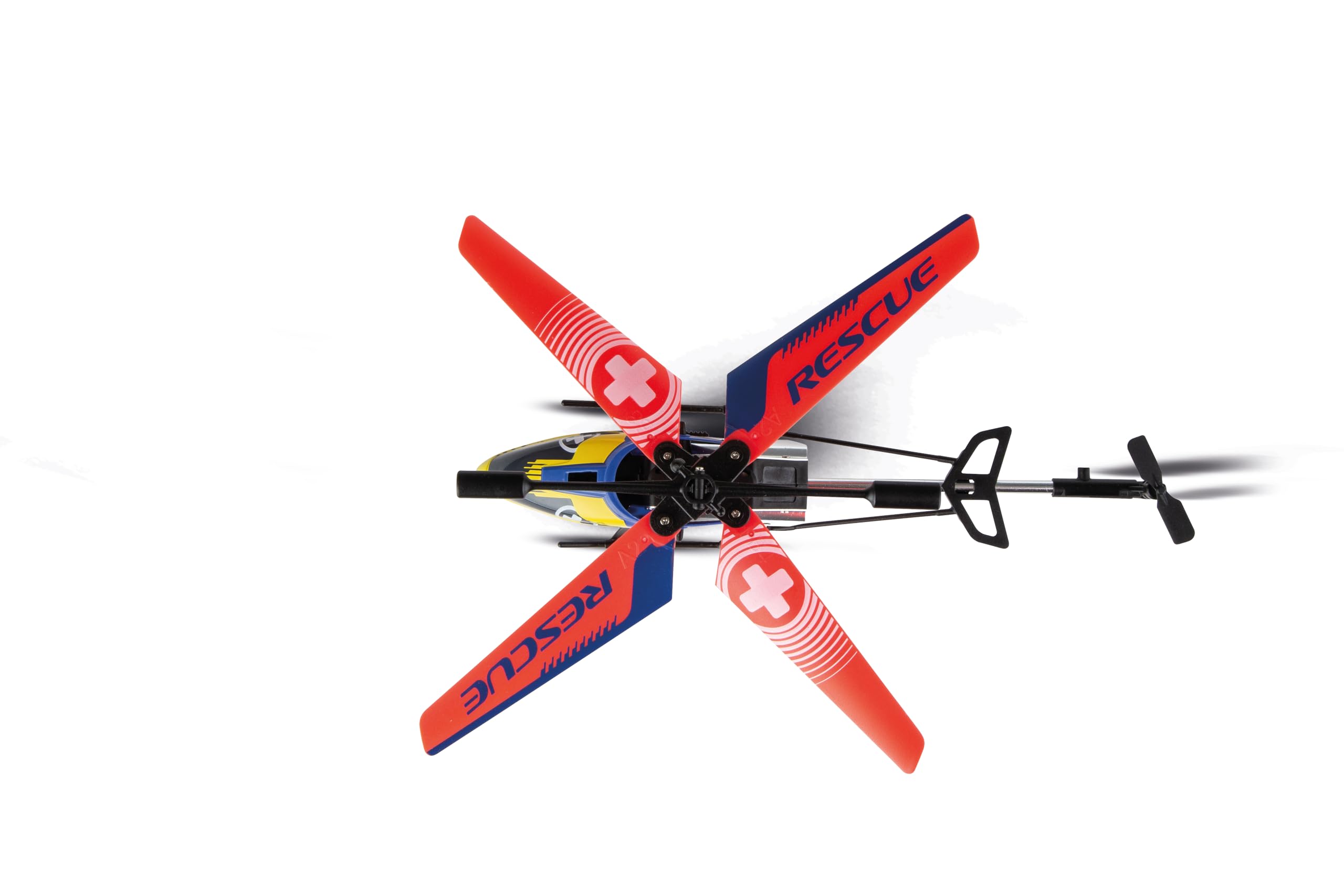 Carrera RC Rescue One Elicottero radiocomandato da 2,4 GHz, elicottero RC con scafo in alluminio, sistema giroscopico e assistente in altezza, luce LED, funzione di avvio e atterraggio automatico