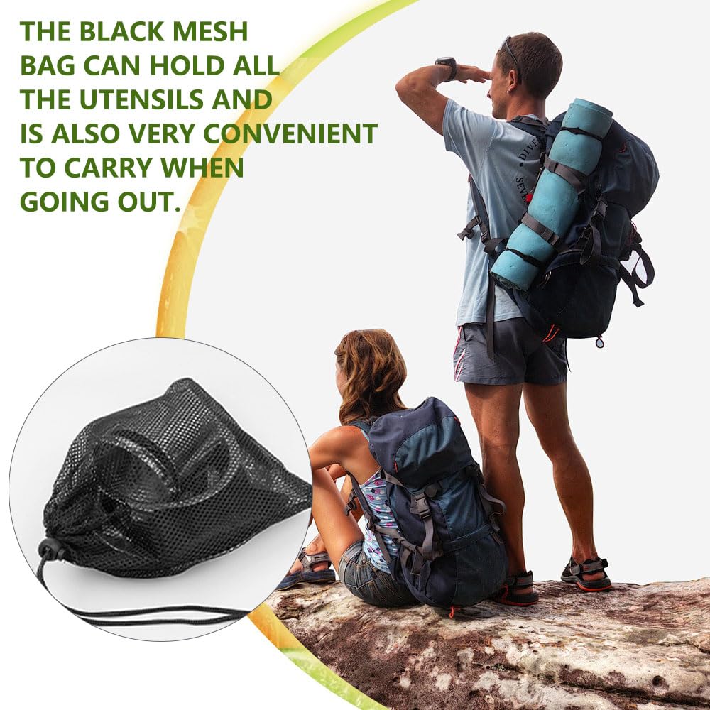 Gavetta Scout, Gavetta Campeggio 1 Persona, Set Posate Campeggio Inox con Piatti Ciotole Tazze Forchette Cucchiai Coltelli, Kit Campeggio Piatti e Posate per Campeggio Trekking