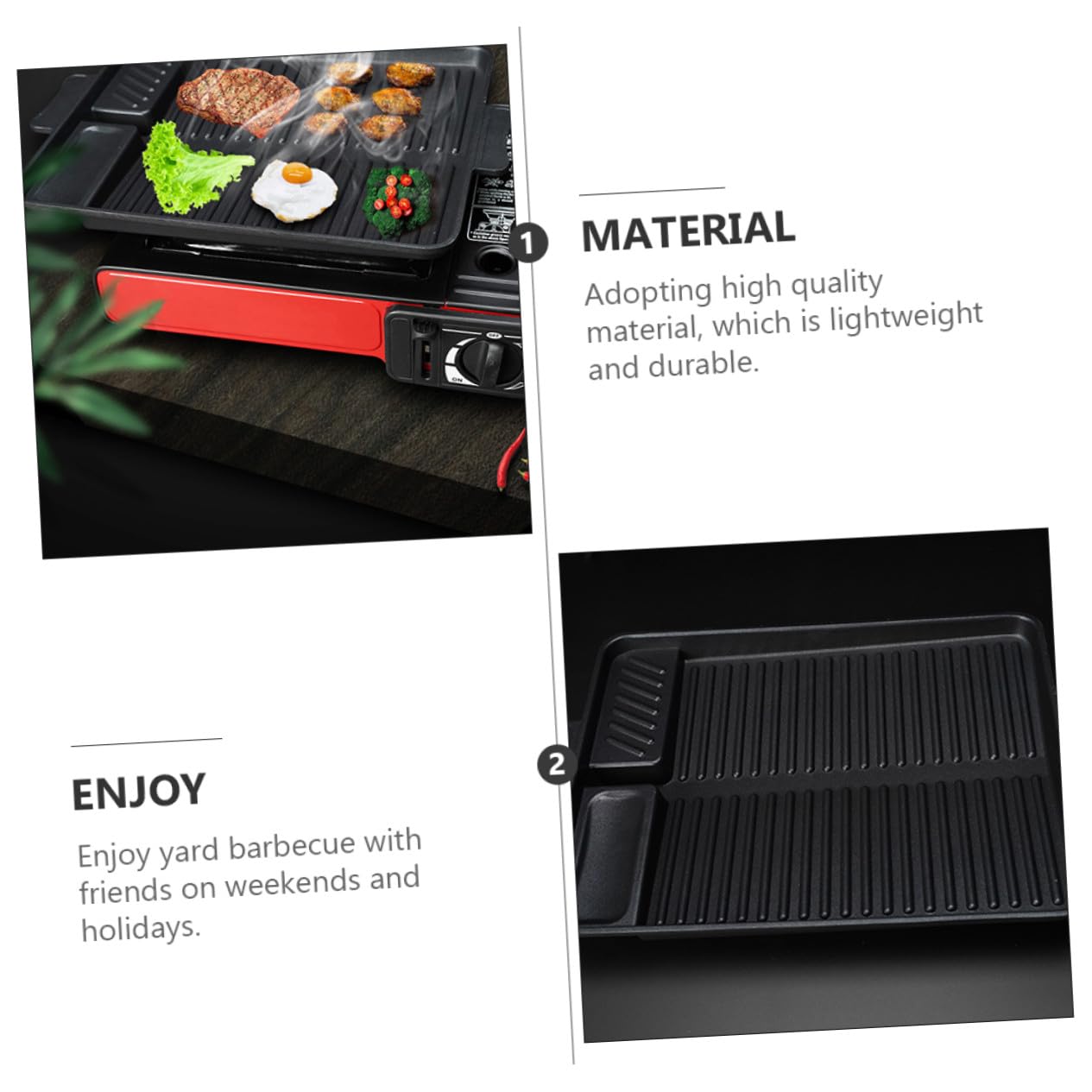 Bandeja Rectangular para Barbacoa al Aire Plancha Antiadherente para Asar Bandeja de Horno Resistente para Parrilla Portátil